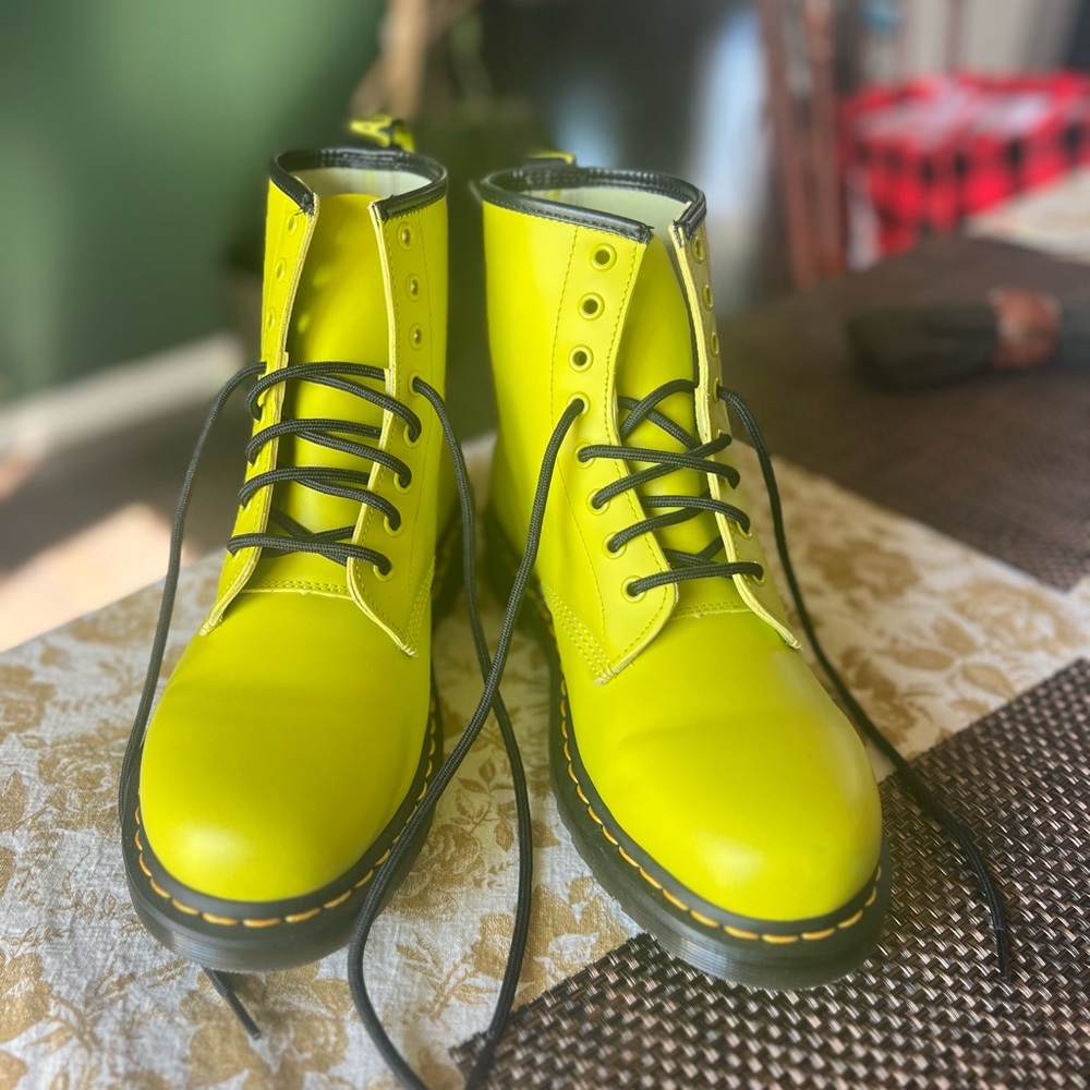 Neon yellow Dr. Martens
